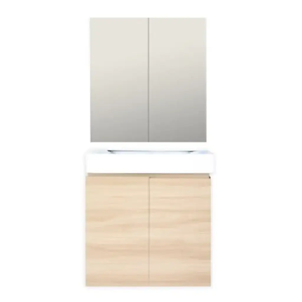 MUEBLE PARA BAÑO EN MDF 80 CM X 46 CM X 60 CM CON ESPEJO DE 80 CM CEDRO REF. MUE-30 MARCA UNIQUE