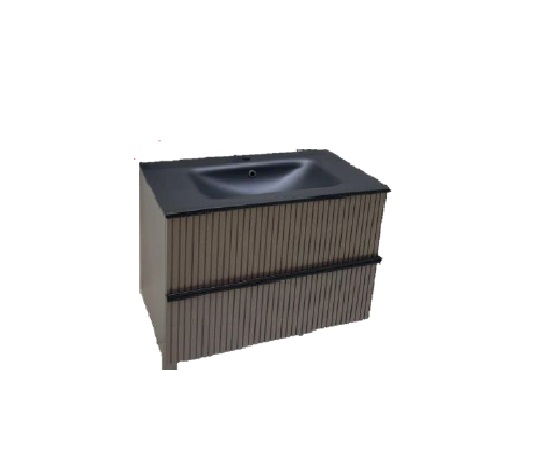 MUEBLE PARA BAÑO EN MDF 80 CM X 48 CM X 60 CM COLOR MARRON CON LAVAMANOS NEGRO REF. MUE-36 MARCA UNIQUE