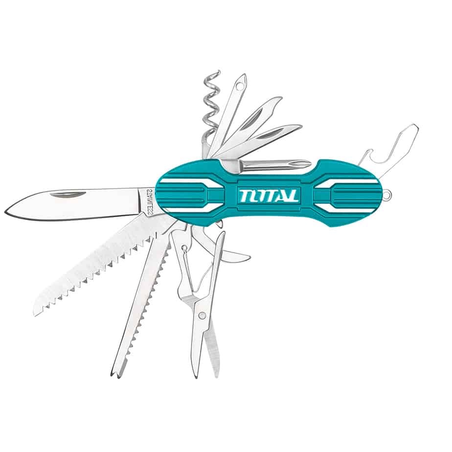 NAVAJA MULTIFUNCIONAL 15 FUNCIONES ALUMINIO REF. THMFK0156 MARCA TOTAL TOOLS