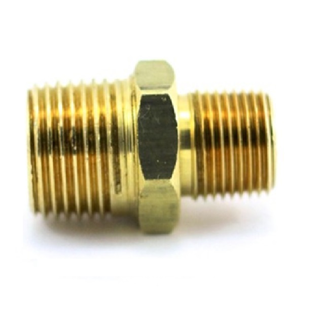 NIPLE - REDUCCIÓN HEXAGONAL DE LATON ROSCA NPT X NPT 1/4X1/8" REF. 123-BV-08X04 MARCA VENEPRO