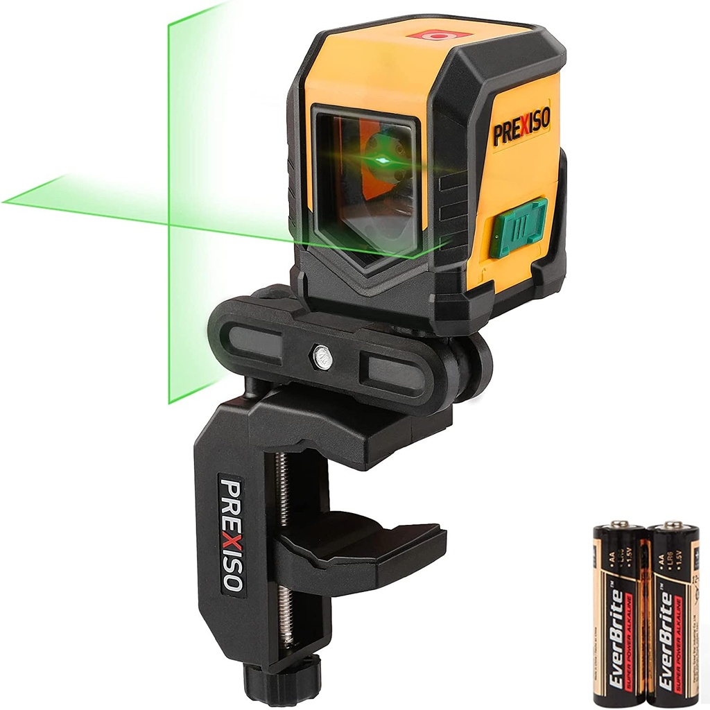 MEDIDOR / NIVEL LASER LUZ VERDE 20 MTS C/ ABRAZADERA 360° (USA BATERIA AA) MOD. PLC10UG MARCA PREXISO
