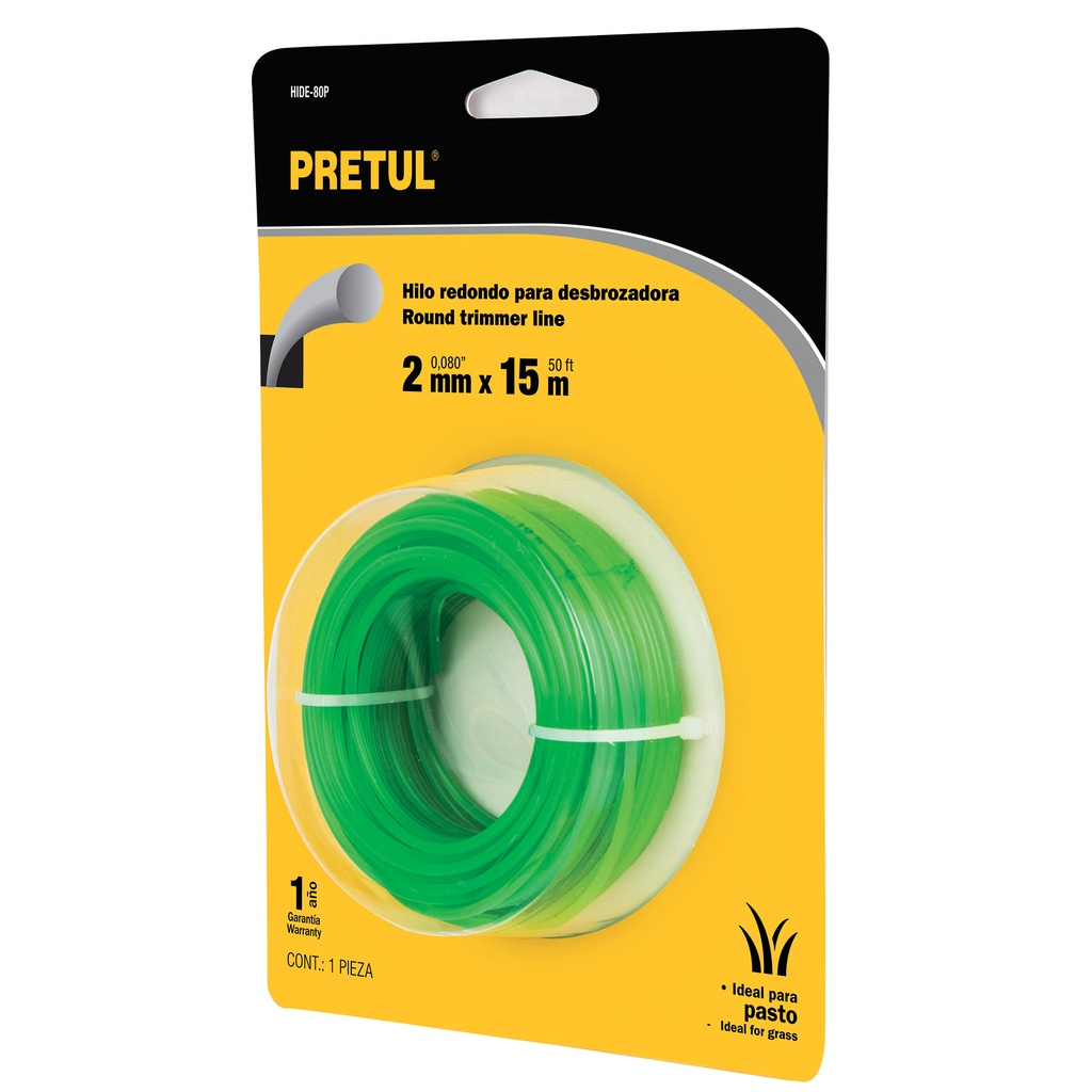 NYLON PARA PODADORA ELECTRICA DE 2 MM X 12 MTS MOD. HDE-80 REF. 20023 MARCA PRETUL