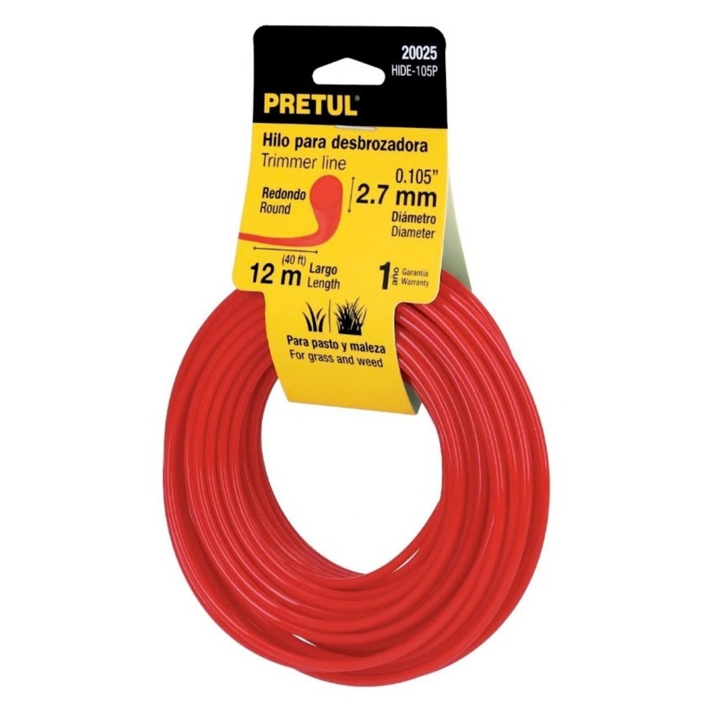 NYLON PARA PODADORA ELECTRICA DE 2.7 MM X 12 MTS MOD. HDE-105 REF. 20025 MARCA PRETUL