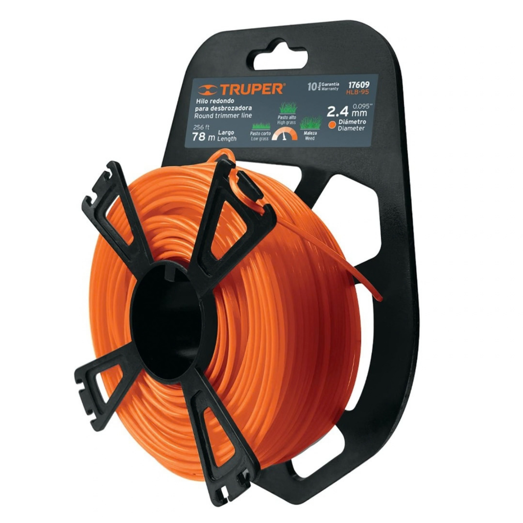 NYLON PARA PODADORA 2.4 MM X 78 MTS COLOR ANARANJADO HLB-95 REF-17609 REDONDO MARCA TRUPER