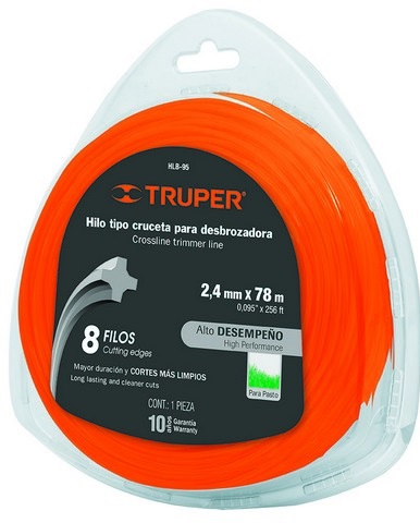 NYLON PARA PODADORA 2.4 MM X 78 MTS COLOR ANARANJADO HLB-95 REF-17609 REDONDO MARCA TRUPER
