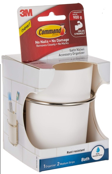 ORGANIZADOR DE ACRILICO DENTAL P/COLGAR C/CINTA DOBLE FAZ (SUJETA 900 GR) COD. BATH38-SN-ES MARCA 3M