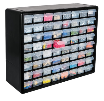 ORGANIZADOR DE 64 GAVETAS DIMENSIONES 51 X 40 X 16 CM MOD. ORG-64 REF. 10895 MARCA TRUPER