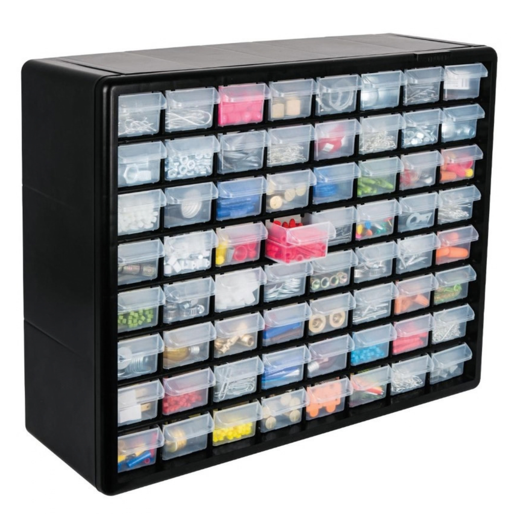 ORGANIZADOR DE 64 GAVETAS DIMENSIONES 51 X 40 X 16 CM MOD. ORG-64 REF. 10895 MARCA TRUPER