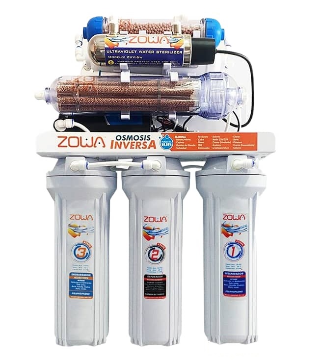 OSMOSIS INVERSA 10 ETAPAS INCLUYE KIT DE INST+CUELLO+KIT DE NEVERA+LLAVE+BOMB RO-ULTRA-PLUS-10E ZOWA