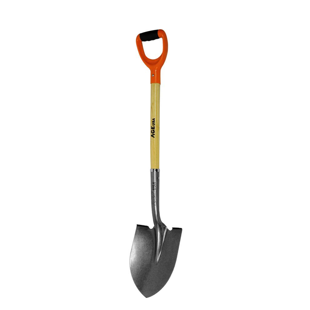 PALA REDONDA CON CABO MANGO DE MADERA DE 45 CM REF. AGNHPARE053M MARCA AGE USA