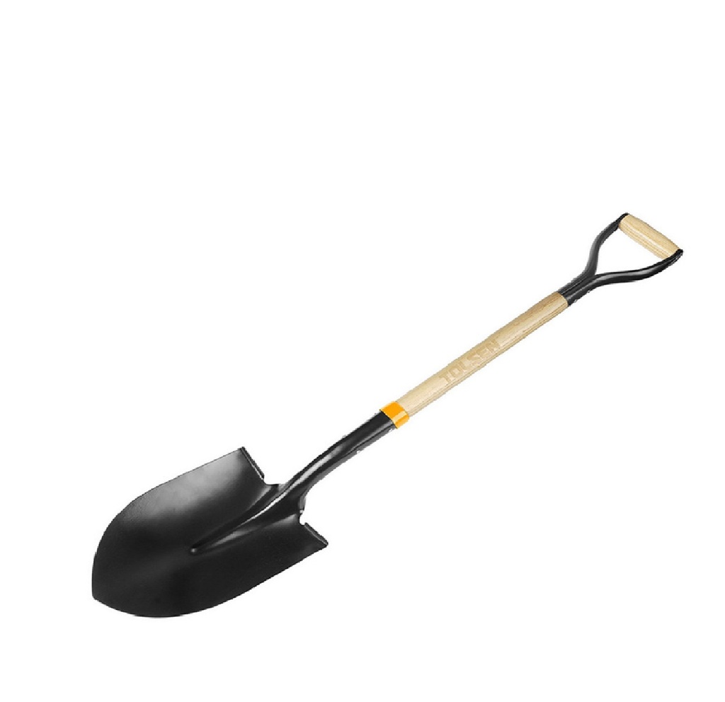 PALA DE ACERO 1KG REDONDA CON MANGO DE MADERA 1025MM REF: 58001 MARCA TOLSEN