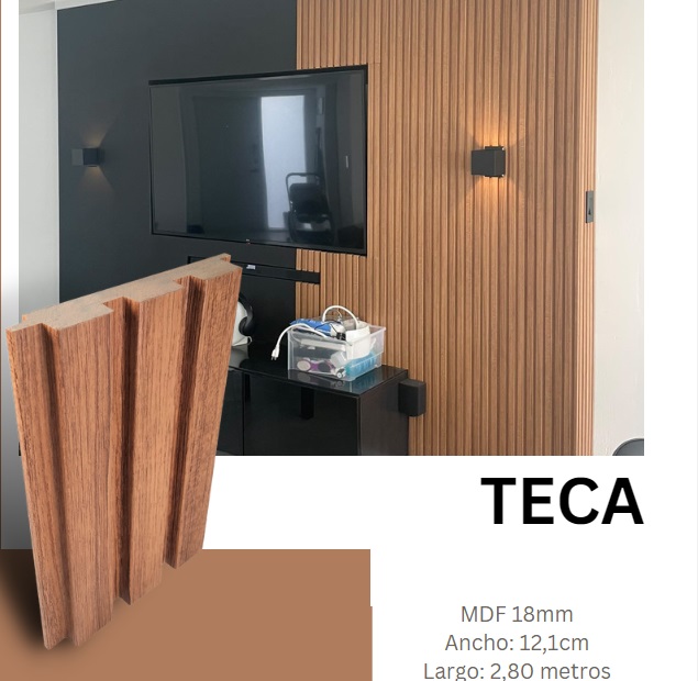 PANEL / PERFIL PARA PARED MADERA WALL PANEL INTERIOR 12CM X 2,80MT COLOR MATT TEAK MARCA AGT