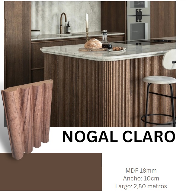 PANEL / PERFIL PARA PARED MADERA WALL PANEL INTERIOR 10CM X 2,80MT COLOR MATT LIGHT WALNUT MARCA AGT