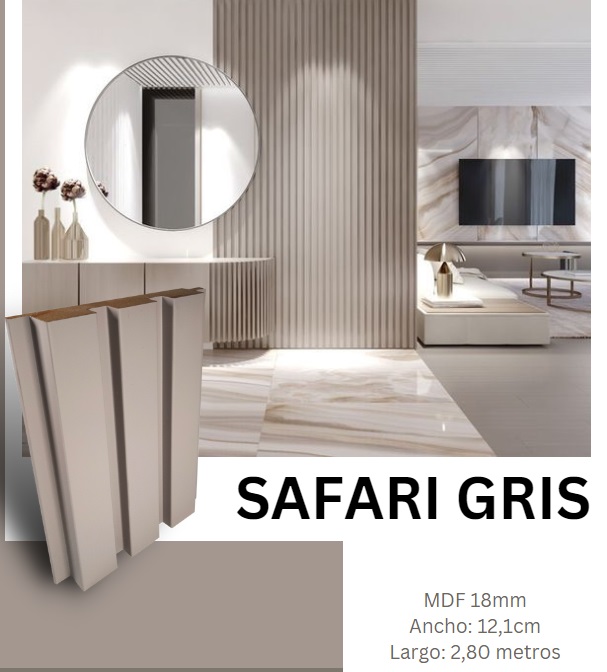 PANEL / PERFIL PARA PARED MADERA WALL PANEL INTERIOR 12CM X 2,80MT COLOR SUPRA MAT SAFARI MARCA AGT