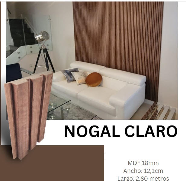 PANEL / PERFIL PARA PARED MADERA WALL PANEL INTERIOR 12CM X 2,80MT COLOR MATT LIGHT WALNUT MARCA AGT