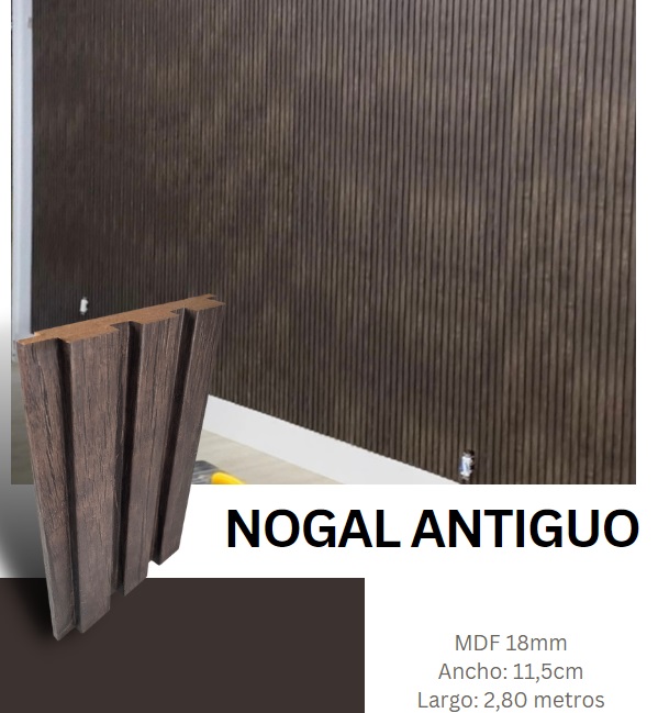 PANEL/PERFIL PARA PARED MADERA WALL PANEL INTERIOR 11CM X 2,80MT COLOR MATT ANTIGUE WALNUT MARCA AGT