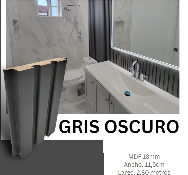 PANEL / PERFIL PARA PARED MADERA WALL PANEL INTERIOR 11CM X 2,80MT COLOR SUPER MATT DARK MARCA AGT