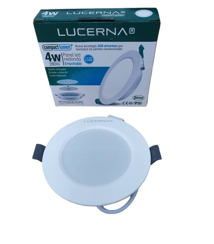 PANEL LED P/EMPOTRAR REDONDO 3" 4 W 3000 K COMPACTA REF. 304CL ( 100 - 265 V ) MARCA LUCERNA