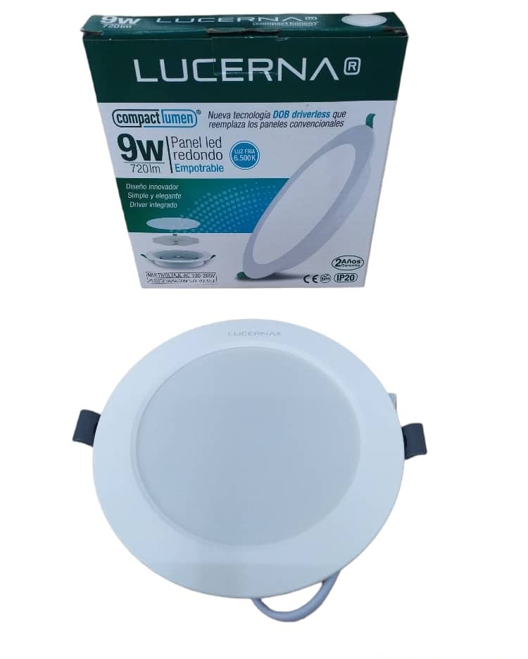PANEL LED P/EMPOTRAR REDONDO 5" 9W 3000 K COMPACTA REF. 509CL ( 100 - 265 V ) MARCA LUCERNA