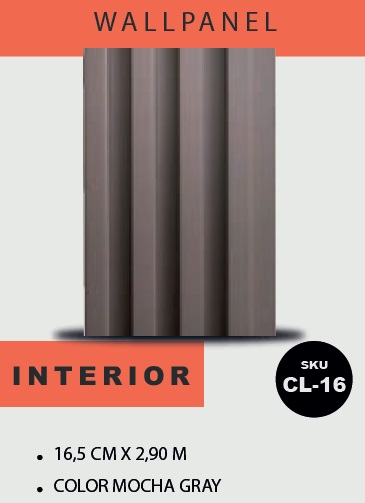 PANEL PARA PARED PLASTICO WALL PANEL INTERIOR 16,5 CM X 2,90 MTS COLOR MOCHA GRAY GRIS MACHIFERMA