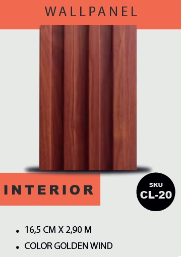 PANEL PARA PARED PLASTICO WALL PANEL INTERIOR 16,5 CM X 2,90 MTS COLOR GOLDEN WIND MADERA MACHIFERMA