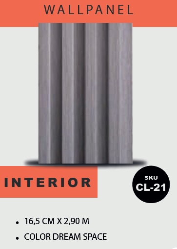 PANEL PARA PARED PLASTICO WALL PANEL INTERIOR 16,5 CM X 2,90 MTS COLOR GRIS DREAM SPACE MACHIFERMA