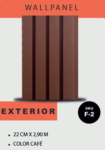 PANEL PARA PARED PLASTICO WALL PANEL EXTERIOR 22 CM X 2,6 CM X 2,90MTS COLOR CAFÉ MACHIFERMA