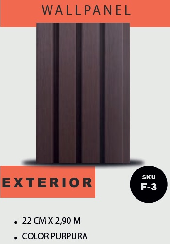 PANEL PARA PARED PLASTICO WALL PANEL EXTERIOR 22 CM X 2,6 CM X 2,90 MTS COLOR PÚRPURA MACHIFERMA