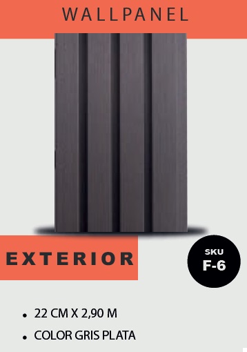 PANEL PARA PARED PLASTICO WALL PANEL EXTERIOR 22 CM X 2,6 CM X 2,90 MTS GRIS PLATA OSCURO MACHIFERMA