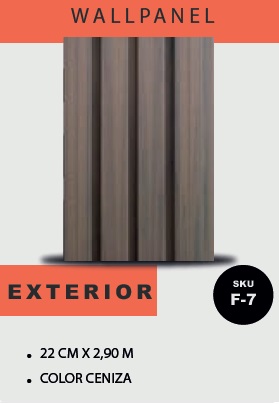 PANEL PARA PARED PLASTICO WALL PANEL EXTERIOR 22 CM X 2,6 CM X 2,90 MTS COLOR CENIZA MACHIFERMA