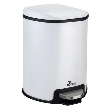 PAPELERA DE PEDAL CON FRENO DE 12 LTS EN BLANCO REF. TOB.03.02 MARCA BARI