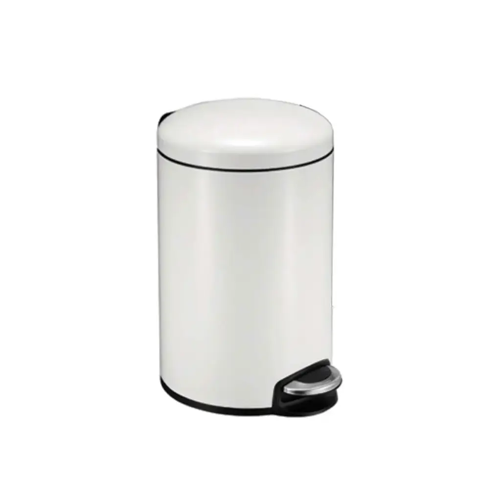 PAPELERA CILINDRICA DE 8 LTS EN ACERO INOXIDABLE BLANCA REF. PAP-702 COD.EK- 9213P-WH-8L MARCA EKO