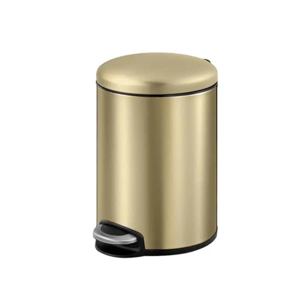 PAPELERA CILINDRICA DE 8 LTS EN ACERO INOXIDABLE YELOW GOLD DORADO REF. PAP-713 MARCA EKO