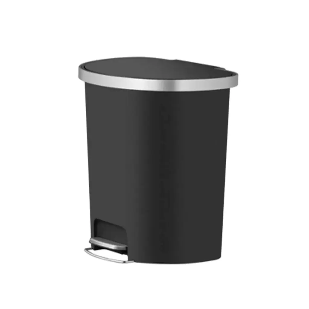 PAPELERA SEMI-OVALADA DE 55 LTS EN ACERO INOXIDABLE NEGRA REF. PAP-723 COD.EK-6221 MARCA EKO