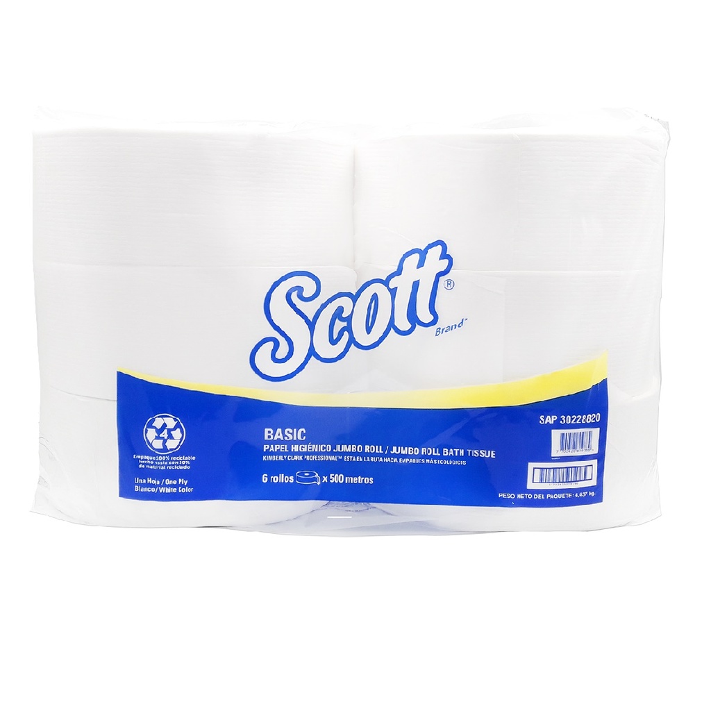 PAPEL HIGIENICO INST. SCOTT ROLLO 9" X 240M HOJA DOBLE 6 UNIDADES REF. 692133 MARCA KIMBERLY CLARK