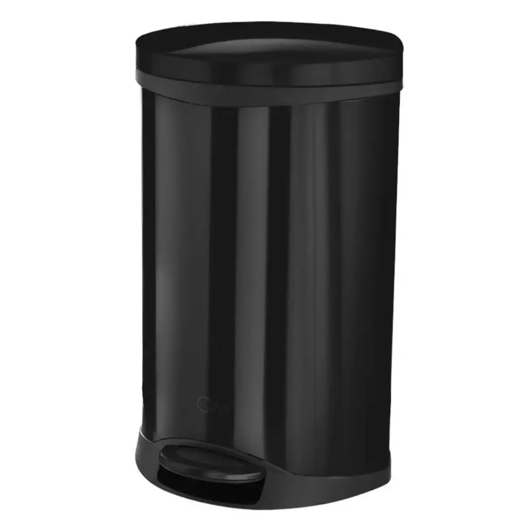 PAPELERA DE PEDAL BASURERA 6 LTS SERIE DELTA COLOR NEGRO BLACK MARCA QUALITY METAL