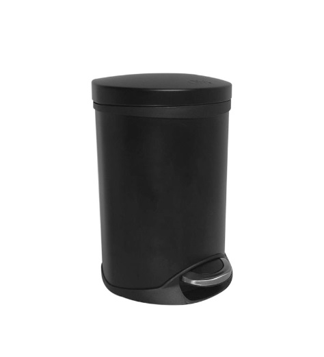 PAPELERA DE PEDAL BASURERA 6 LTS SERIE DELTA COLOR NEGRO BLACK MARCA QUALITY METAL