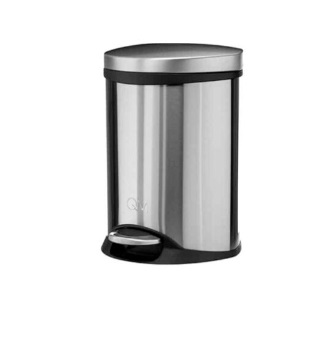 PAPELERA DE PEDAL BASURERA 6 LTS SERIE DELTA COLOR SATIN MARCA QUALITY METAL