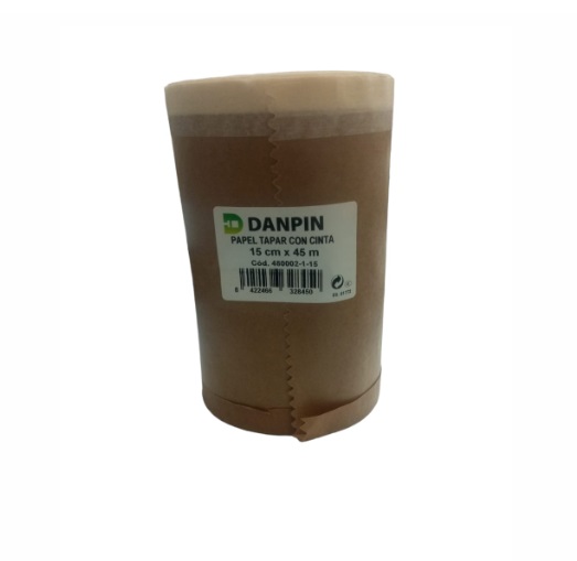 PAPEL PARA TAPAR CON CINTA 15 CM X 45 MTS REF-480002-1-15 COD-328450 MARCA DANPIN