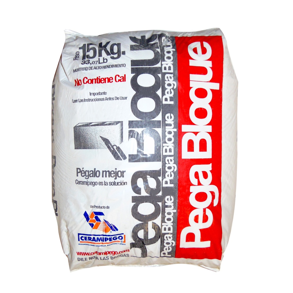 PEGA BLOQUE GRIS SACO 15 KG REF. PT-PEGA-BL15 MARCA CERAMIPEGO 