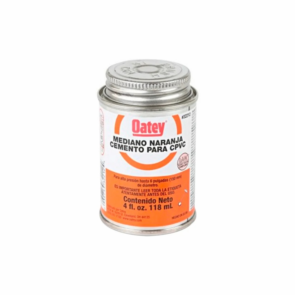 SOLDADURA / PEGA CEMENTO MEDIANO NARANJA DE CPVC 1/32 GL 118 ML ( AGUA CALIENTE ) REF. 311289 MARCA OATEY
