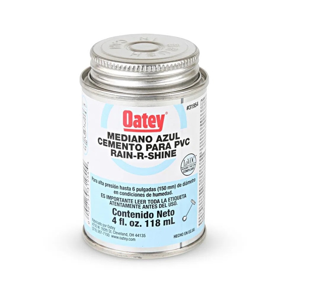SOLDADURA / PEGA CEMENTO MEDIANO AZUL CONDICIONES HUMEDAS 1/32 GL 118 ML REF. 308906 MARCA OATEY