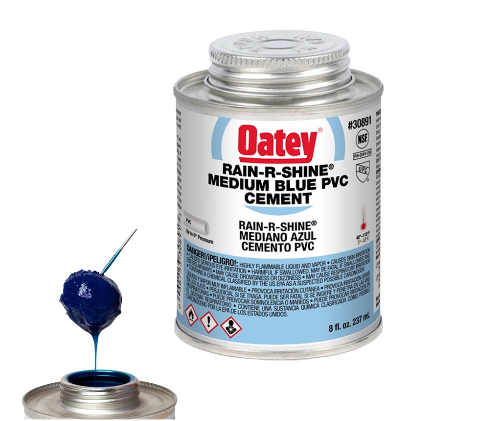 SOLDADURA / PEGA CEMENTO MEDIANO AZUL CONDICIONES HUMEDAS 1/16 GL 237 ML REF. 308913 MARCA OATEY