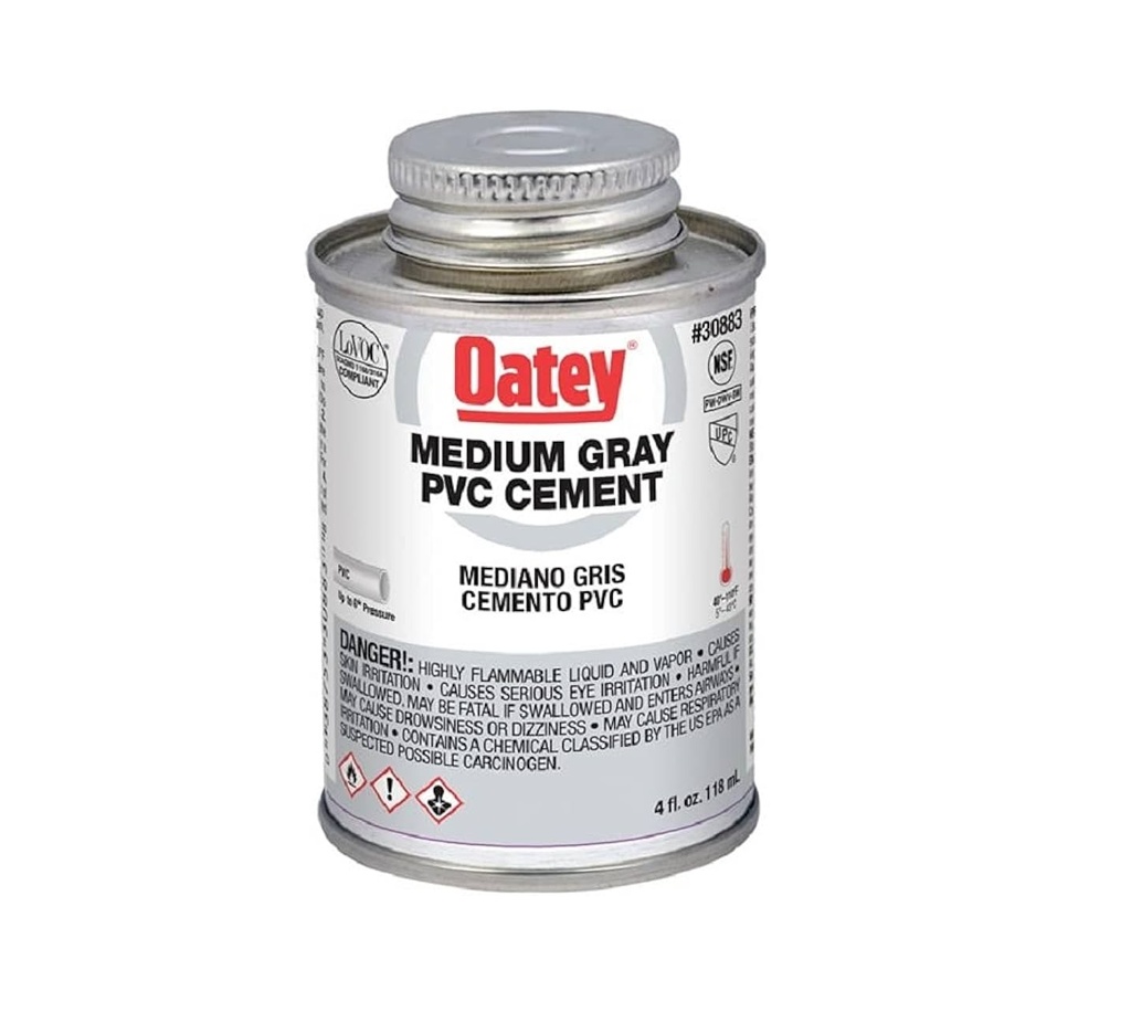 SOLDADURA / PEGA CEMENTO GRIS MEDIANA VISCOSIDAD 1/32 GL 118 ML REF. 308838 MARCA OATEY