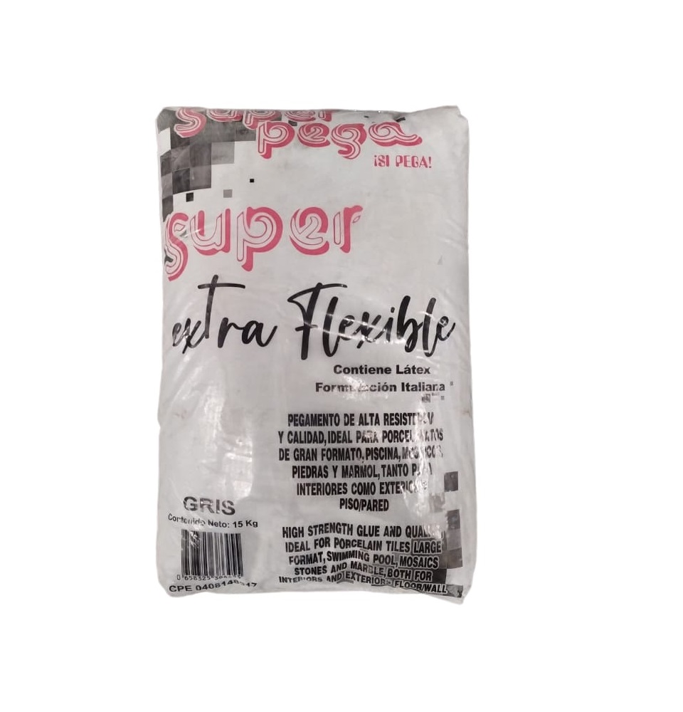 PEGO GRIS EXTRA FLEXIBLE 15 KG MARCA SUPER PEGA
