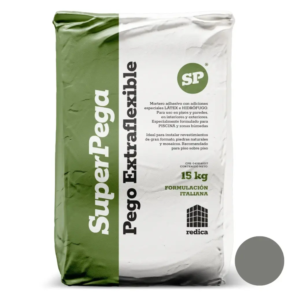 PEGO GRIS EXTRA FLEXIBLE SACO 15 KG MARCA SUPER PEGA 