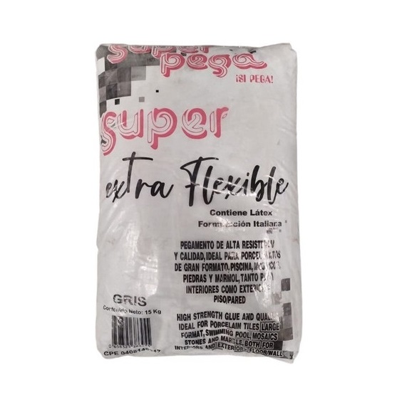 PEGO GRIS FLEXIBLE SACO 15 KG MARCA SUPER PEGA (PROMO)
