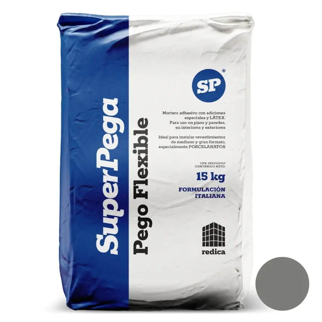 PEGO GRIS FLEXIBLE SACO 15 KG MARCA SUPER PEGA 