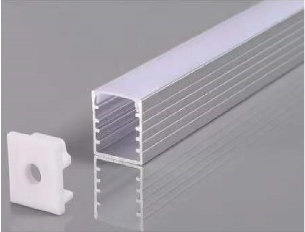 PERFIL DE ALUMINIO ALTO 14.5 MM X 14.5 MM ANCHO X 2 MTS P/ CINTA LED REF. AI-PROF-1414 ARTIG LIGHT