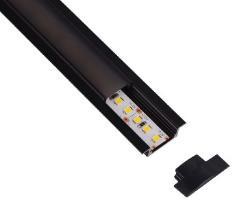 PERFIL DE ALUMINIO P/EMBUTIR NEGRO PARA CINTA LED 1 MT REF. ILU.02.05 MARCA BARI